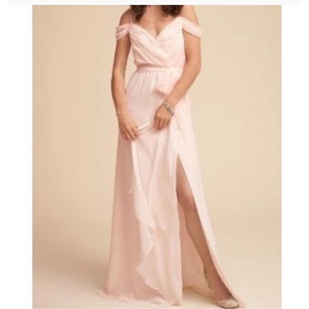 NWT BHLDN X Watters Kane Luxe Chiffon Bridesmaid Dress Size 4 Ice Pink 01504R